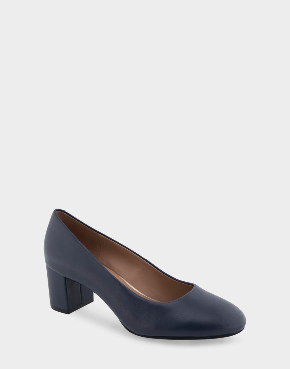 Women's | Ebel Navy Genuine Leather Mid Heel Pump