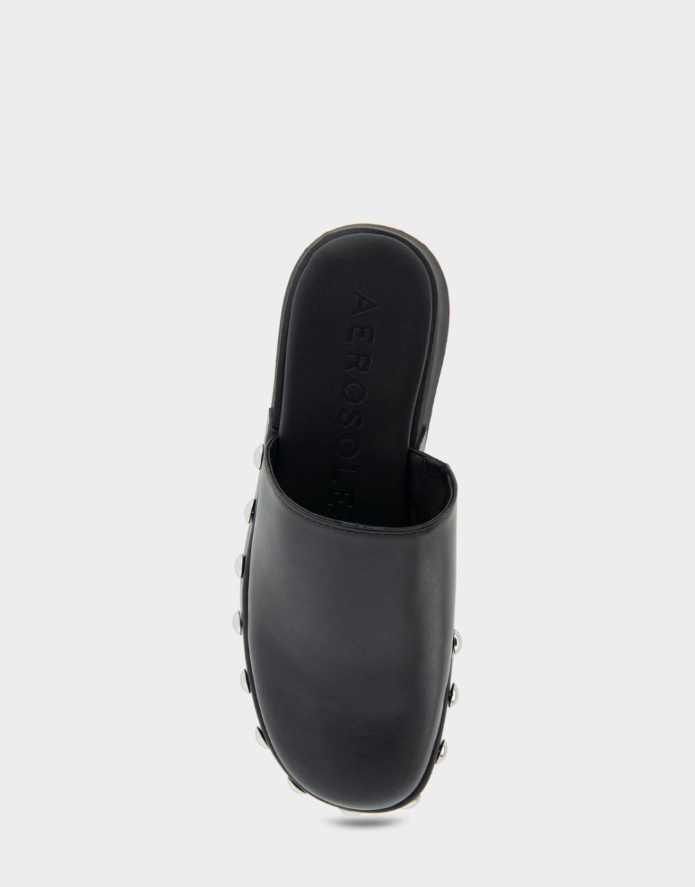 Women's | Faye Black Leather Grommet Detail Clog