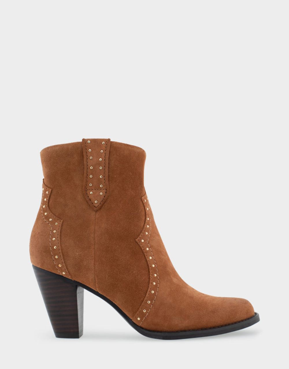 Women's | Lazu Tan Genuine Suede Heeled Ankle Boot