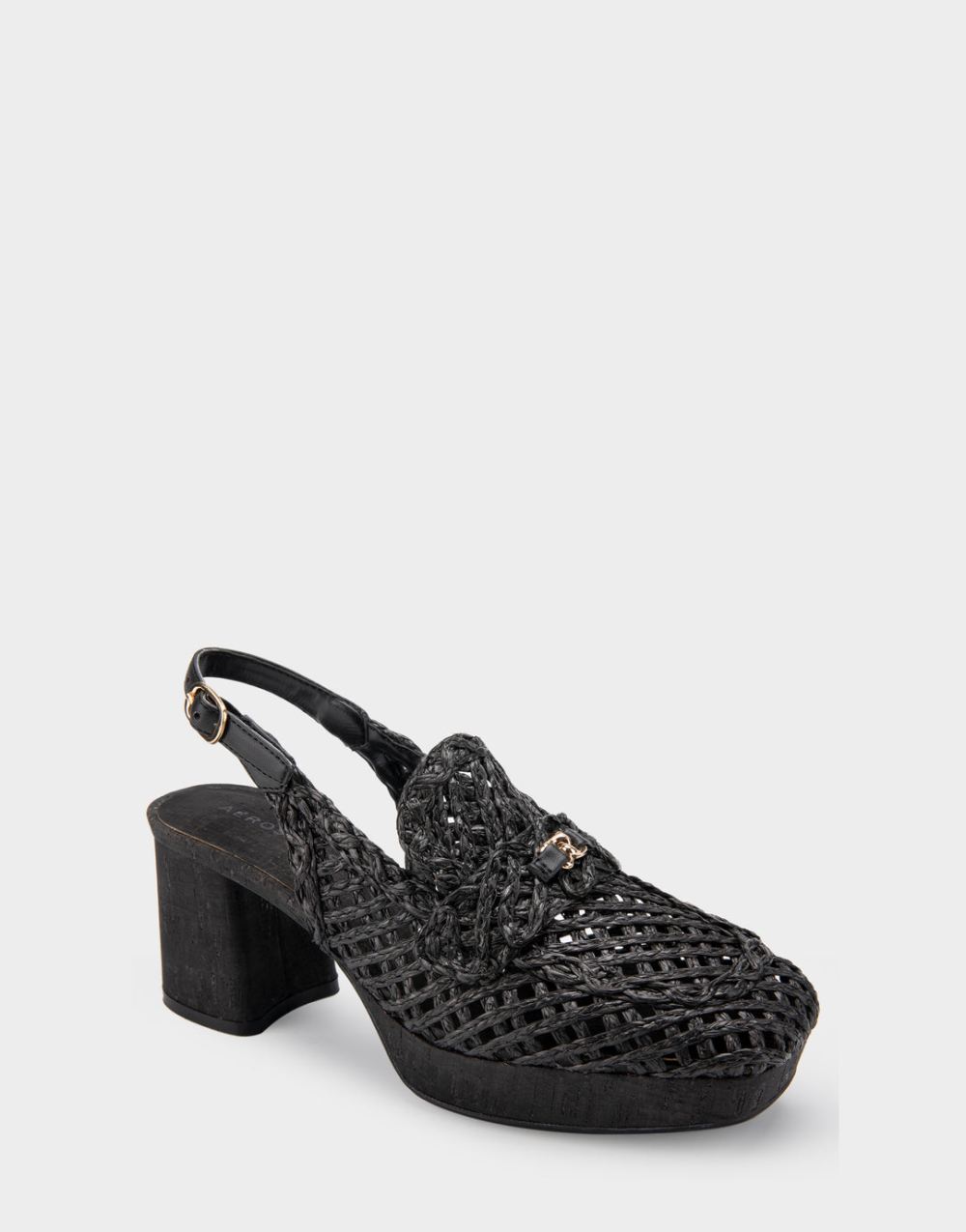 Women's | Santiago Raffia Platform Slingback Loafer Black