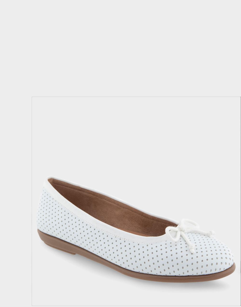 Women's | Homebet White Perforated Faux Leather Hidden Mini Wedge Ballet Flat