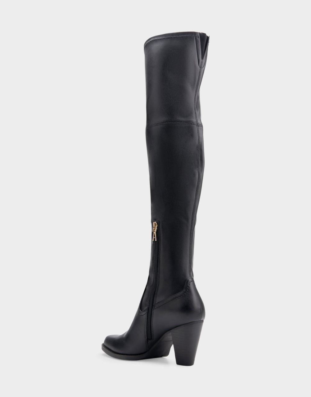 Women's | Lewes Black Faux Leather Heeled Over The Knee Boot