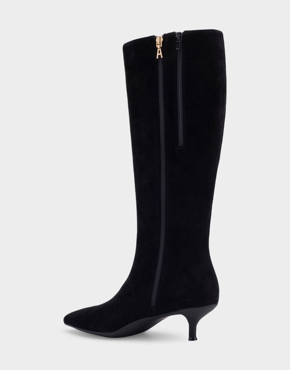 Women's | Loano Black Genuine Suede Kitten Heel Tall Shaft Boot