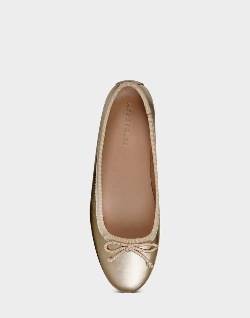 Women's | Homebet Soft Gold Faux Leather Ballet Flats with Bow