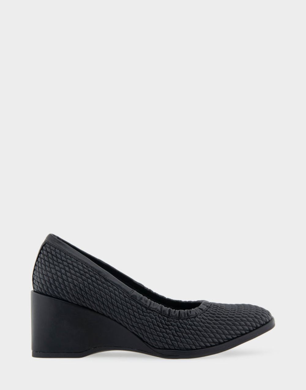 Women's | Airlie Black Quilted Faux Leather Wedge Pump