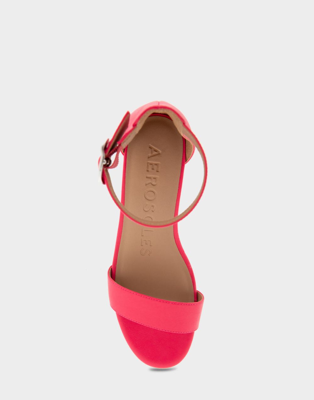 Women's | Willis Virtual Pink Faux Leather Ankle Strap Mid Wedge Sandal