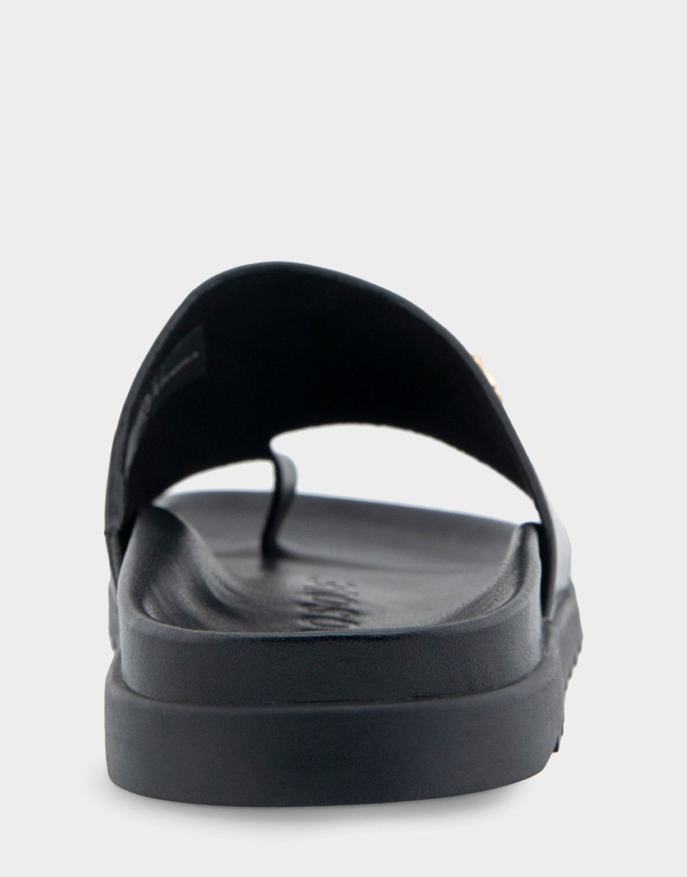 Women's | Laurel Black Leather Hooded Toe Ring Footbed Sandal