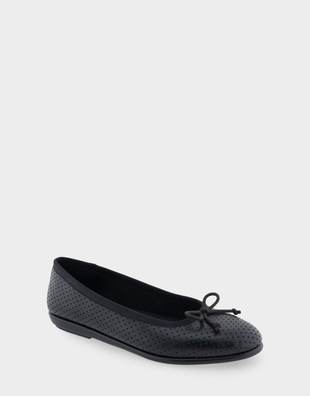 Women's | Homebet Black Perforated Faux Leather Hidden Mini Wedge Ballet Flat