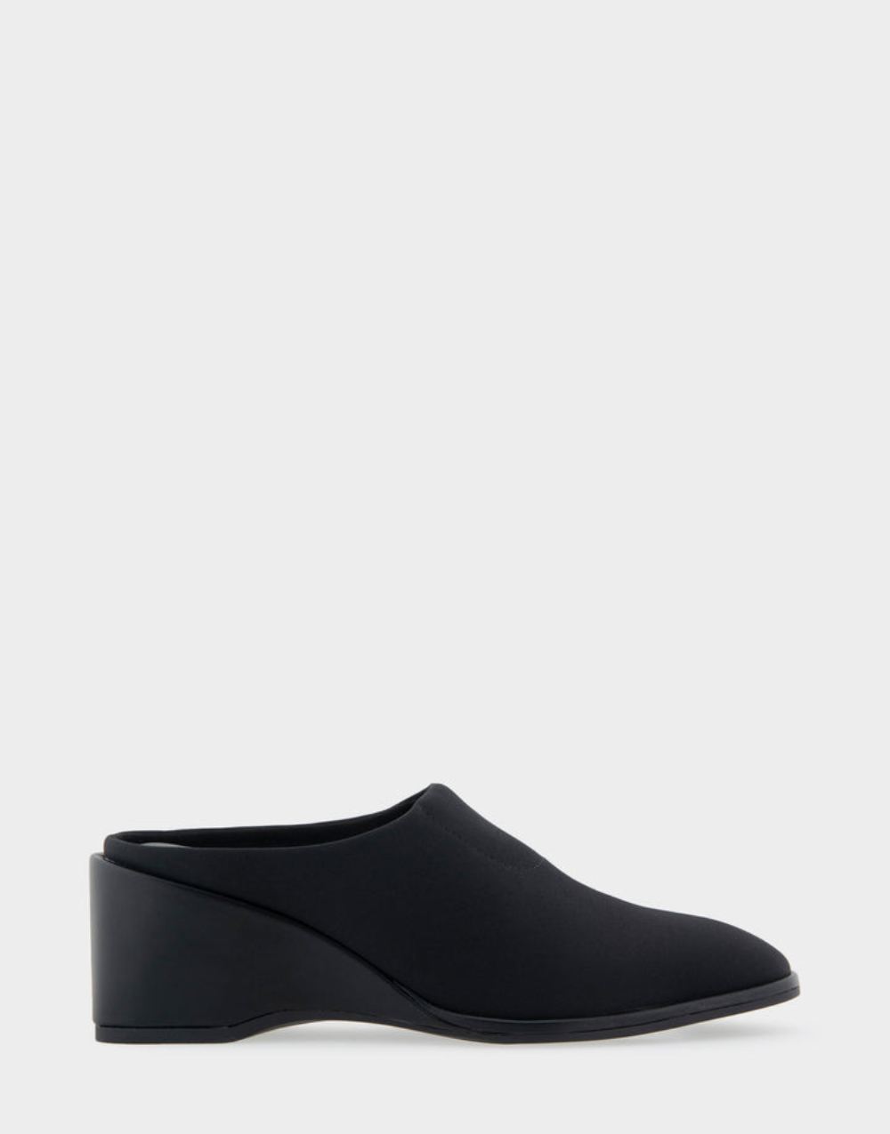 Women's | Aki Black Gabardine Fabric Wedge Mule