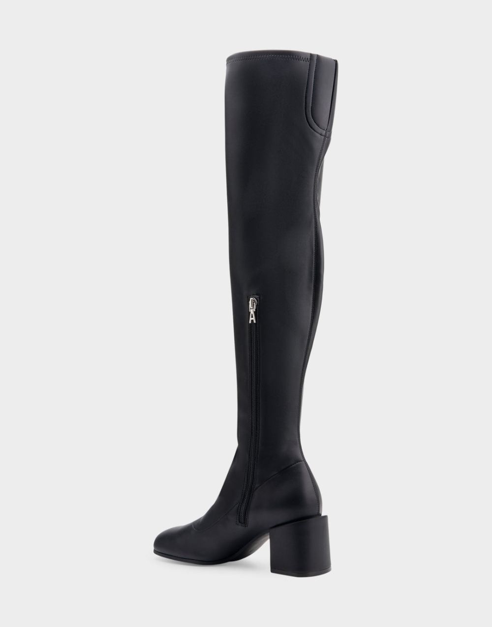 Women's | Oreti Black Stretch Faux Leather Block Heel Over The Knee Boot