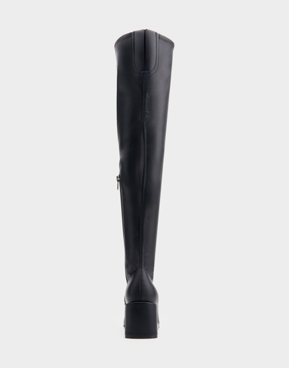 Women's | Oreti Black Stretch Faux Leather Block Heel Over The Knee Boot