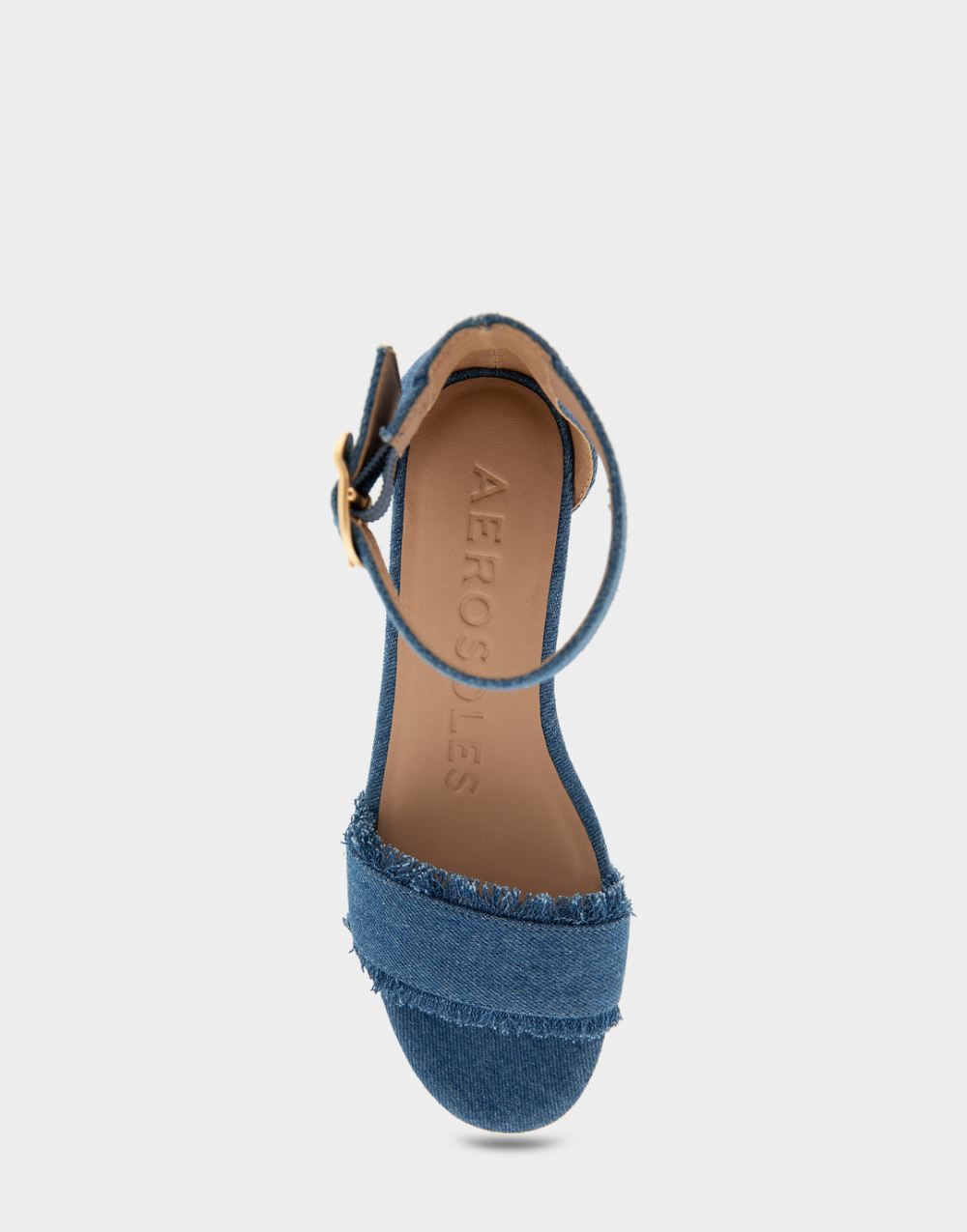 Women's | Willis Denim Fabric Ankle Strap Mid Wedge Sandal