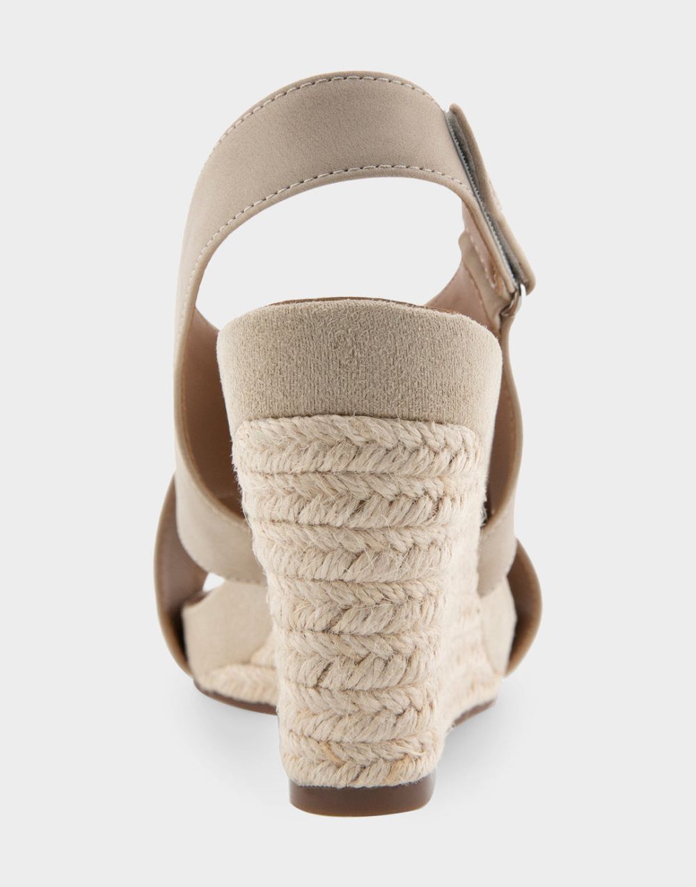 Women's | Payton Pale Khaki Faux Leather Crisscross Velcro Back Footbed Wedge Sandal