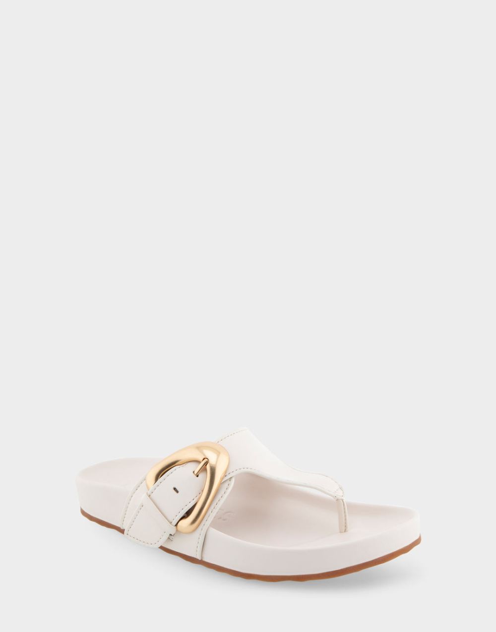 Women's | Lloyd Eggnog Leather Oversized Buckle Molded Footbed Thong Sandal