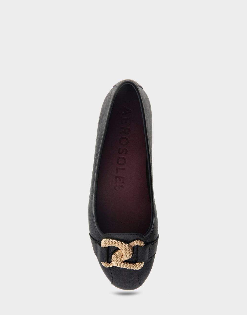 Women's | Bijoux Black Genuine Leather Ornamented Flat