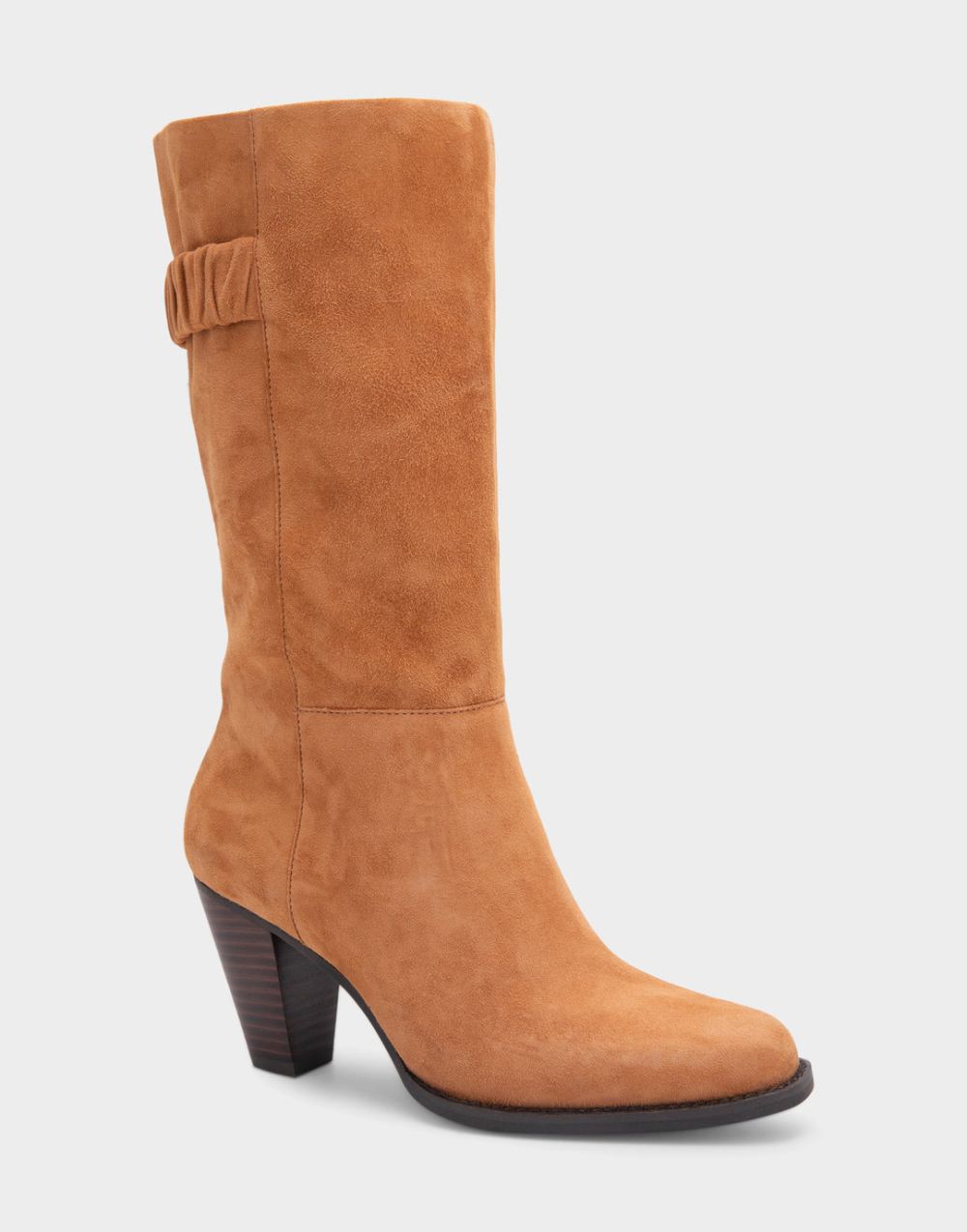 Women's | Liki Tan Genuine Suede Heeled Midcalf Boot