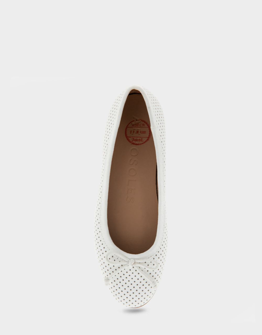 Women's | Homebet White Perforated Faux Leather Hidden Mini Wedge Ballet Flat