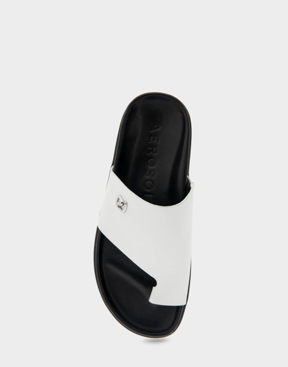 Women's | Laurel White Leather Hooded Toe Ring Footbed Sandal