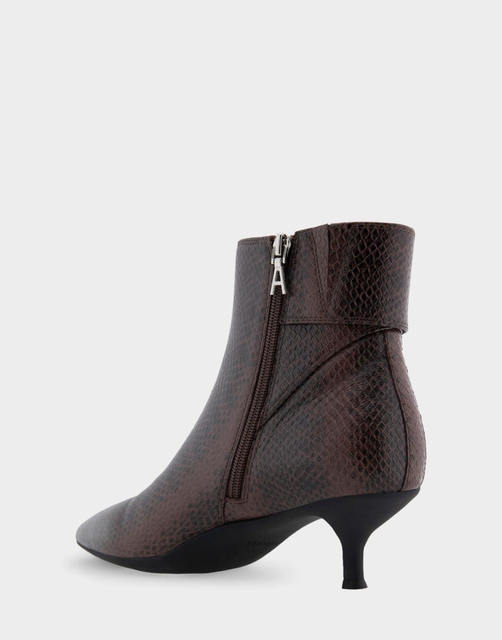 Women's | Levanto Mocha Printed Snake Genuine Leather Kitten Heel Ankle Boot