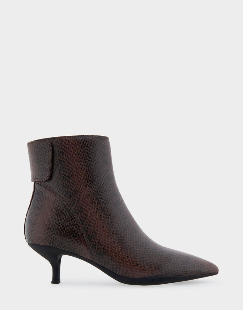 Women's | Levanto Mocha Printed Snake Genuine Leather Kitten Heel Ankle Boot