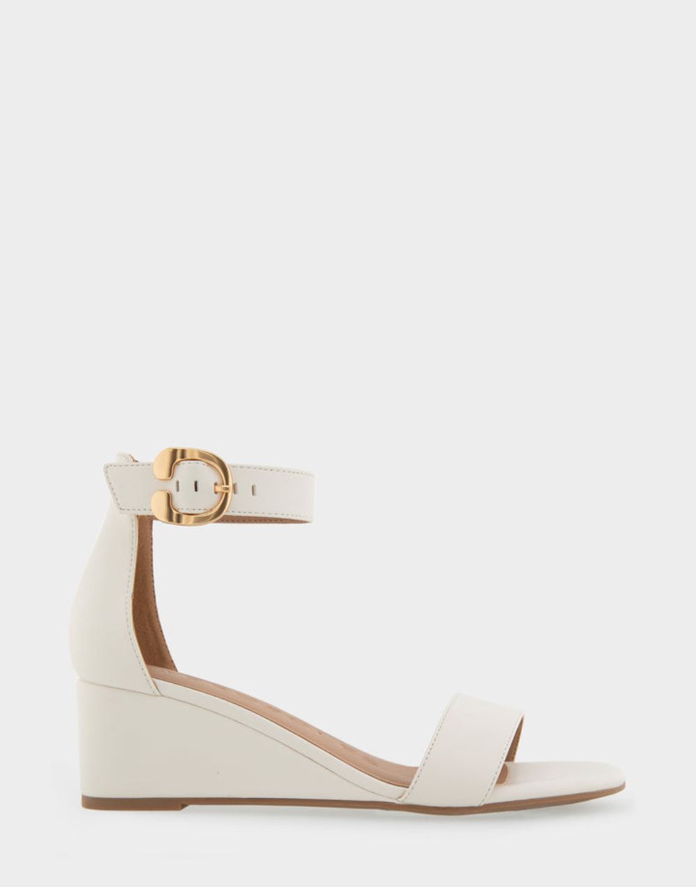 Women's | Willis Eggnog Faux Leather Ankle Strap Mid Wedge Sandal