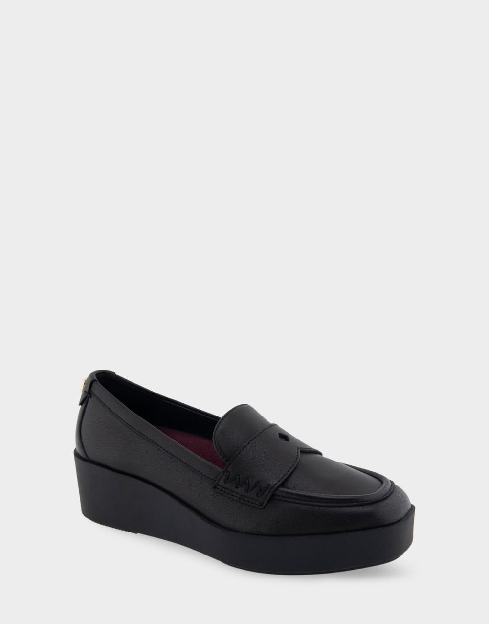 Women's | Cetara Black Genuine Leather Wedge Loafer