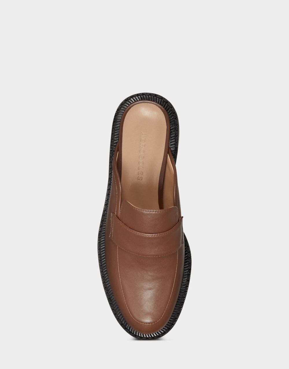 Women's | Reba Tan Faux Leather Platform Lug Sole Loafer Mule