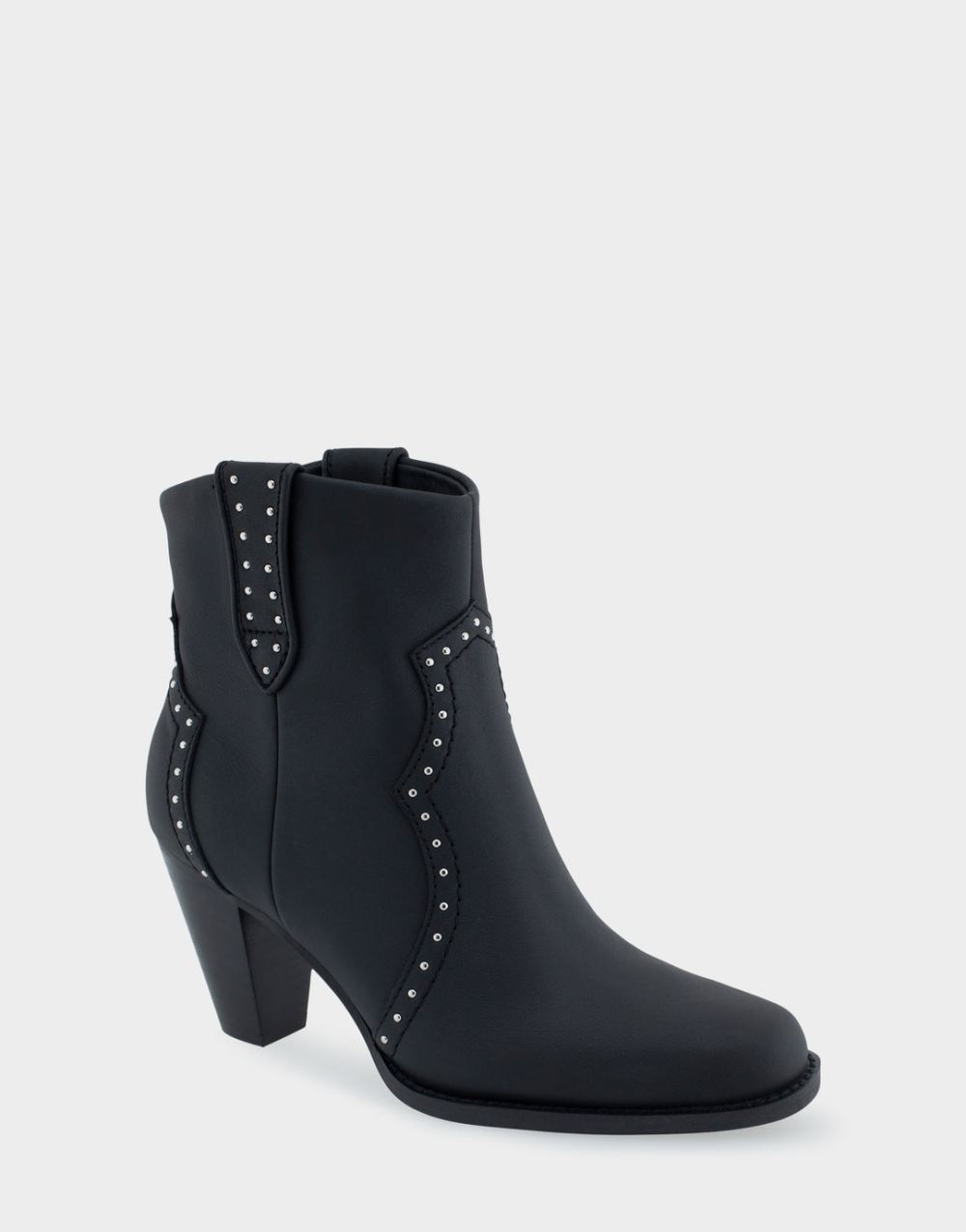 Women's | Lazu Black Genuine Leather Heeled Ankle Boot