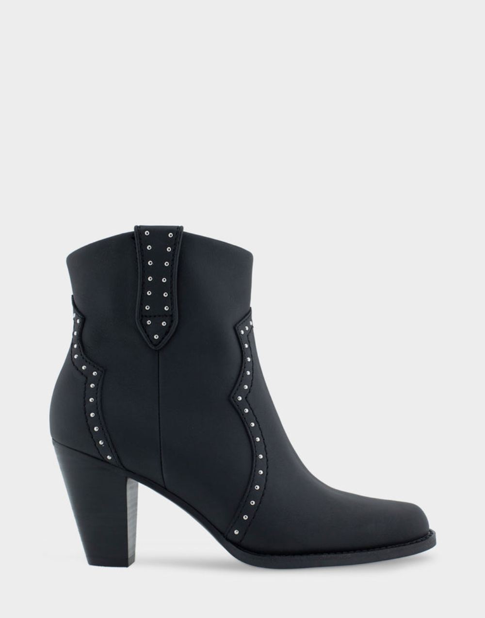 Women's | Lazu Black Genuine Leather Heeled Ankle Boot