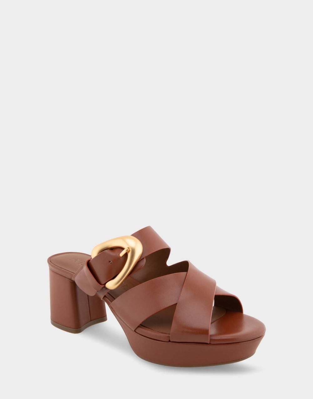 Women's | Collin Gingerbread Leather Crisscross Platform Slide Sandal