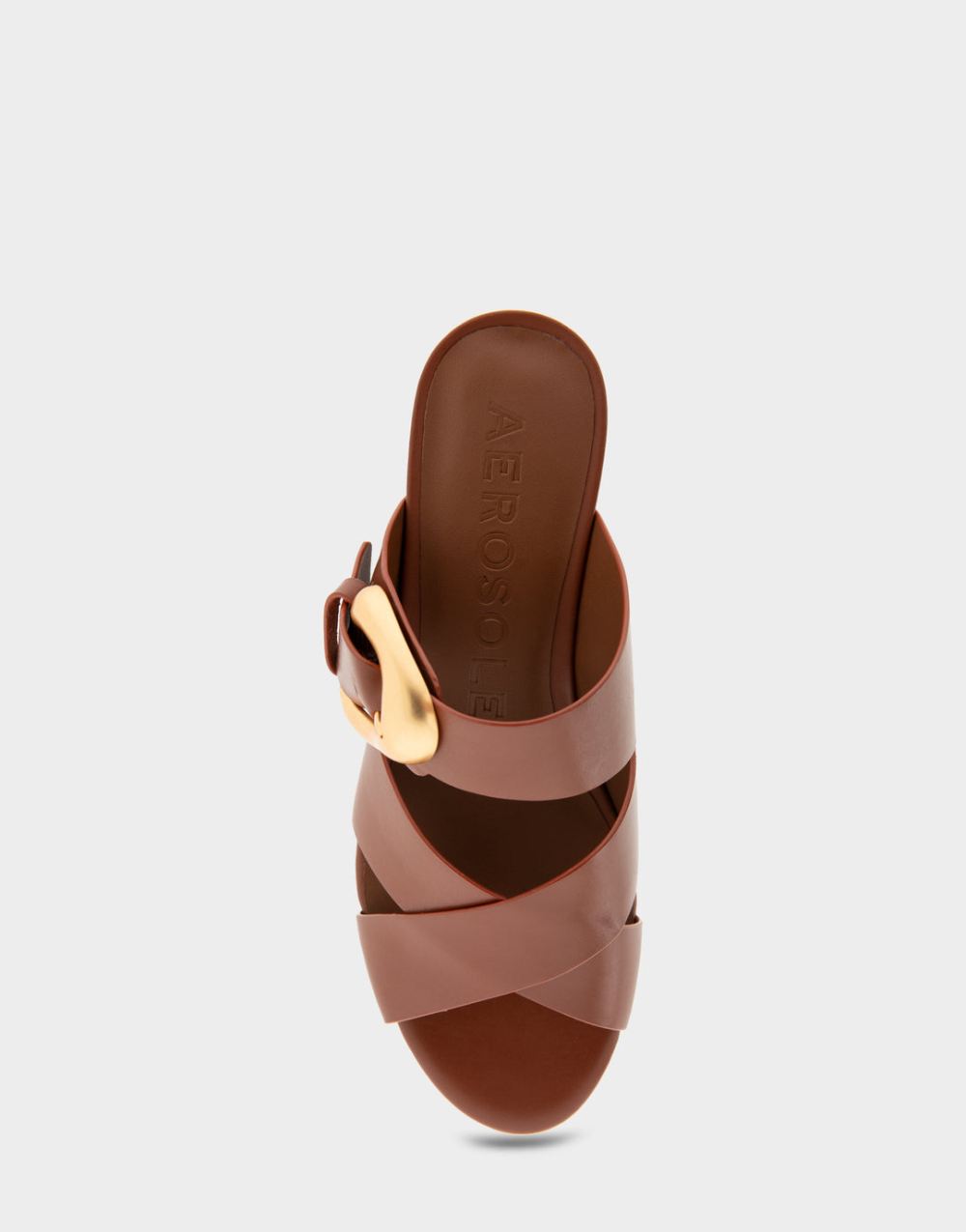 Women's | Collin Gingerbread Leather Crisscross Platform Slide Sandal