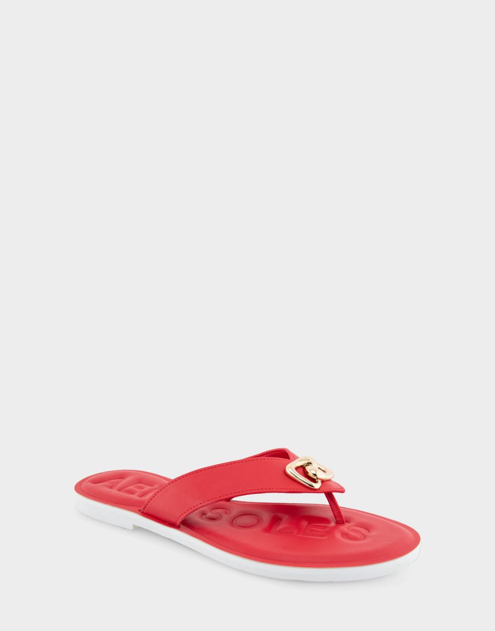 Women's | Galen Racing Red Faux Leather Ornamented Thong Sandal