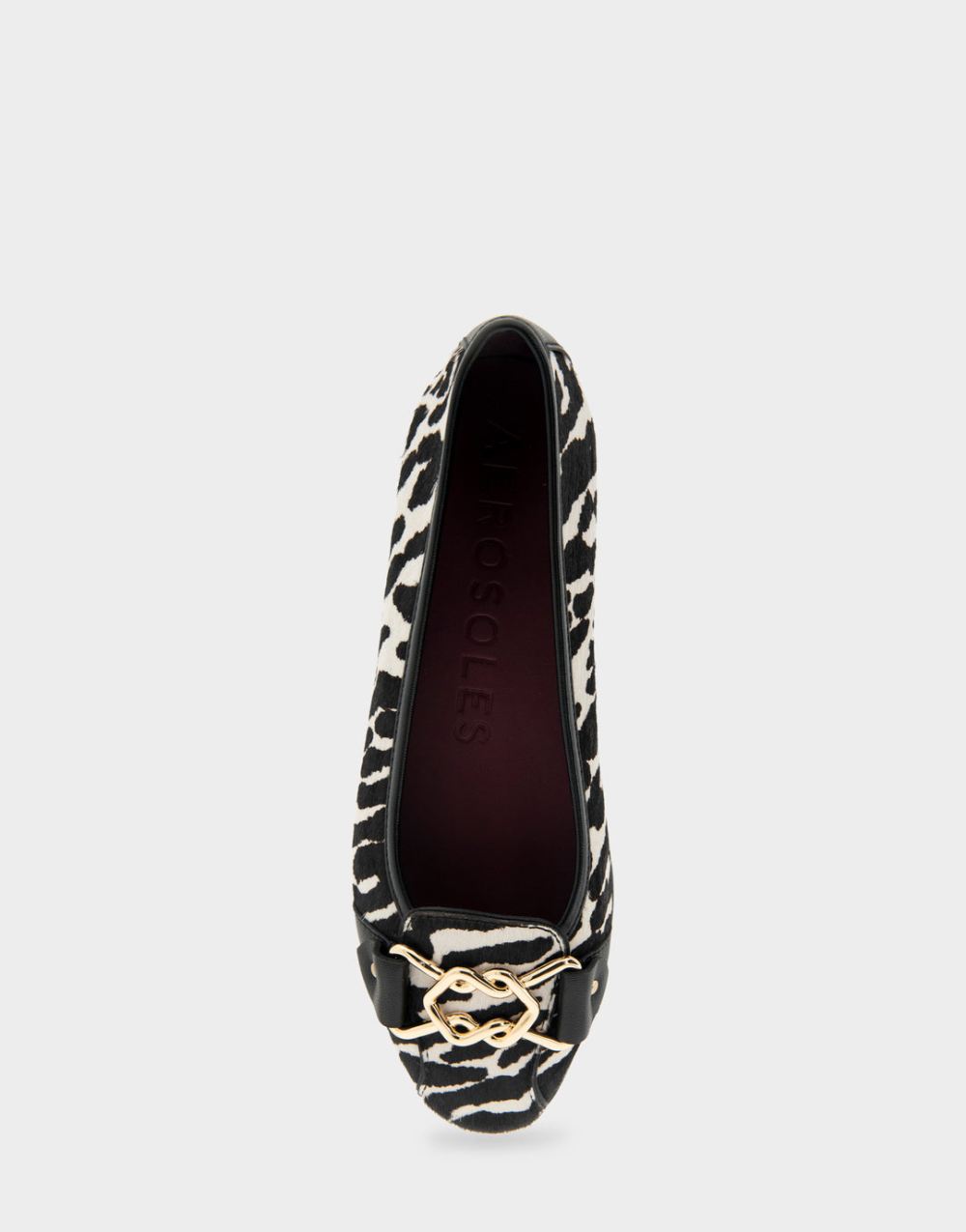 Women's | Bia Zebra Print Calf Hair Ornamented Flat