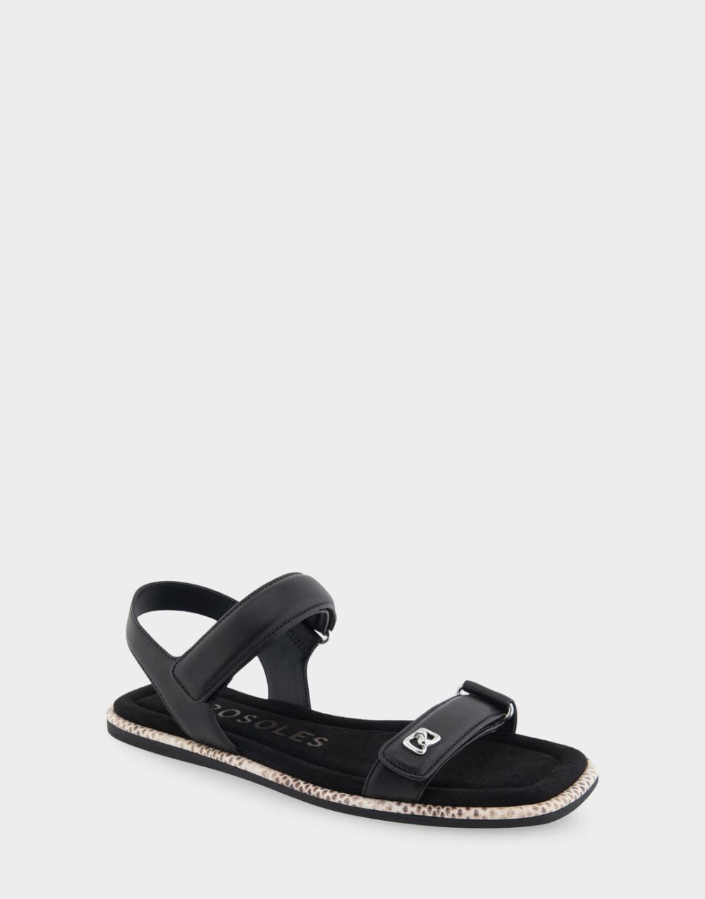 Women's | Bruna Black Leather Adjustable Quarter Strap Sandal