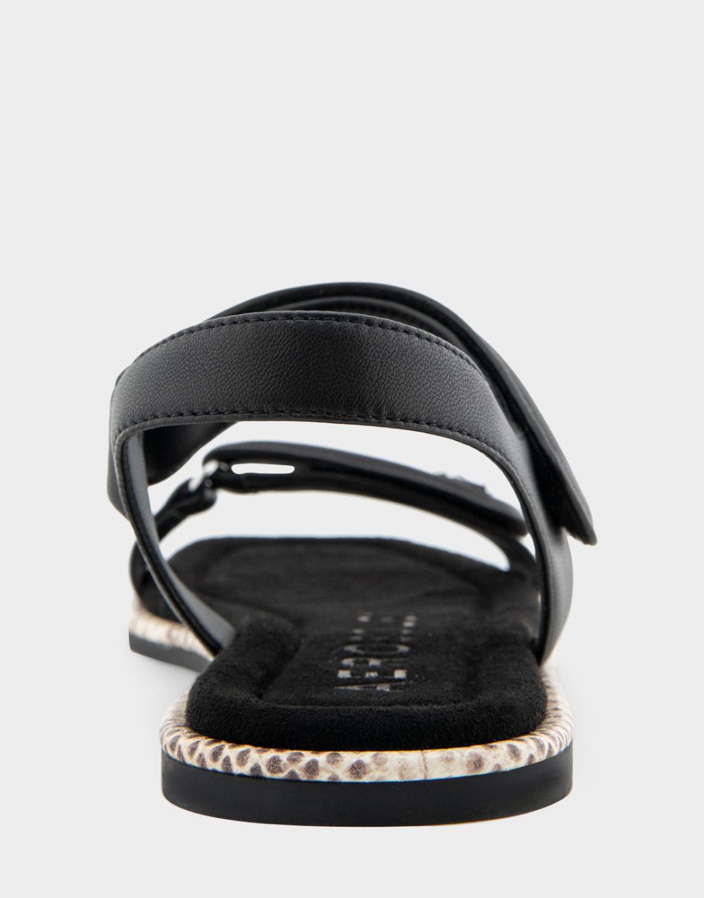 Women's | Bruna Black Leather Adjustable Quarter Strap Sandal