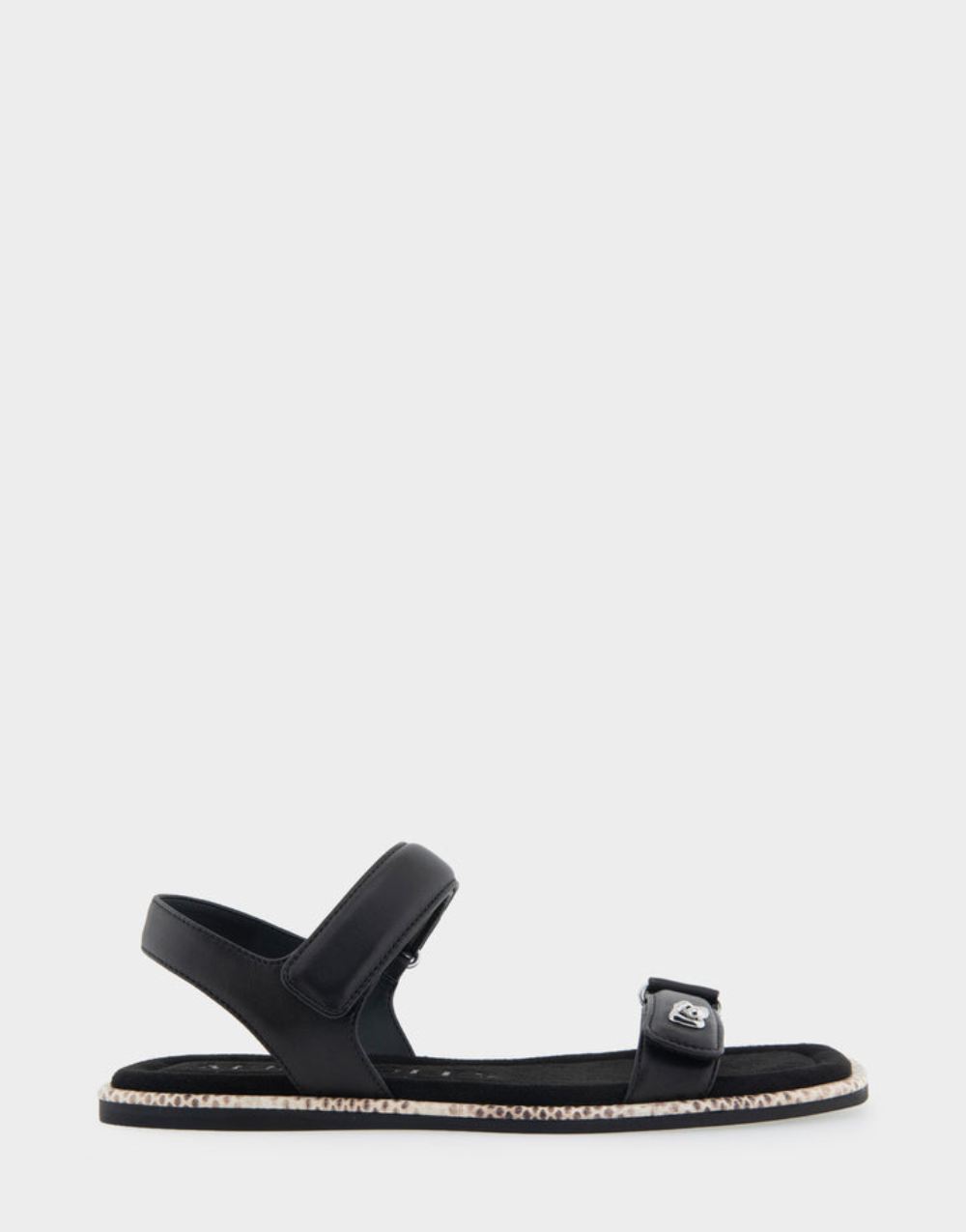 Women's | Bruna Black Leather Adjustable Quarter Strap Sandal