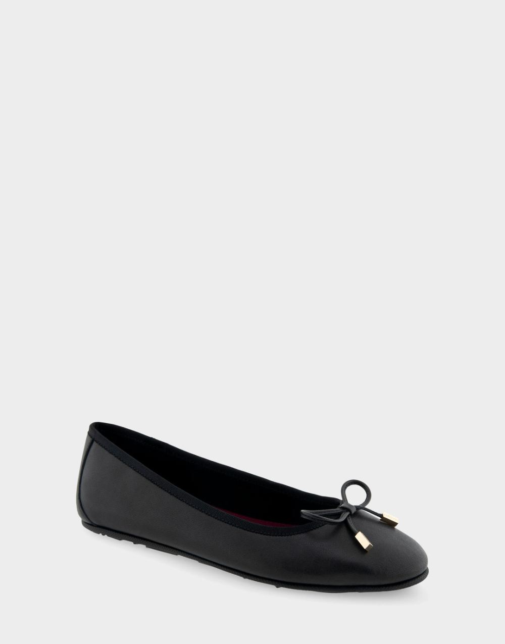 Women's | Pia Black Genuine Leather Hidden Wedge Ballet Flat