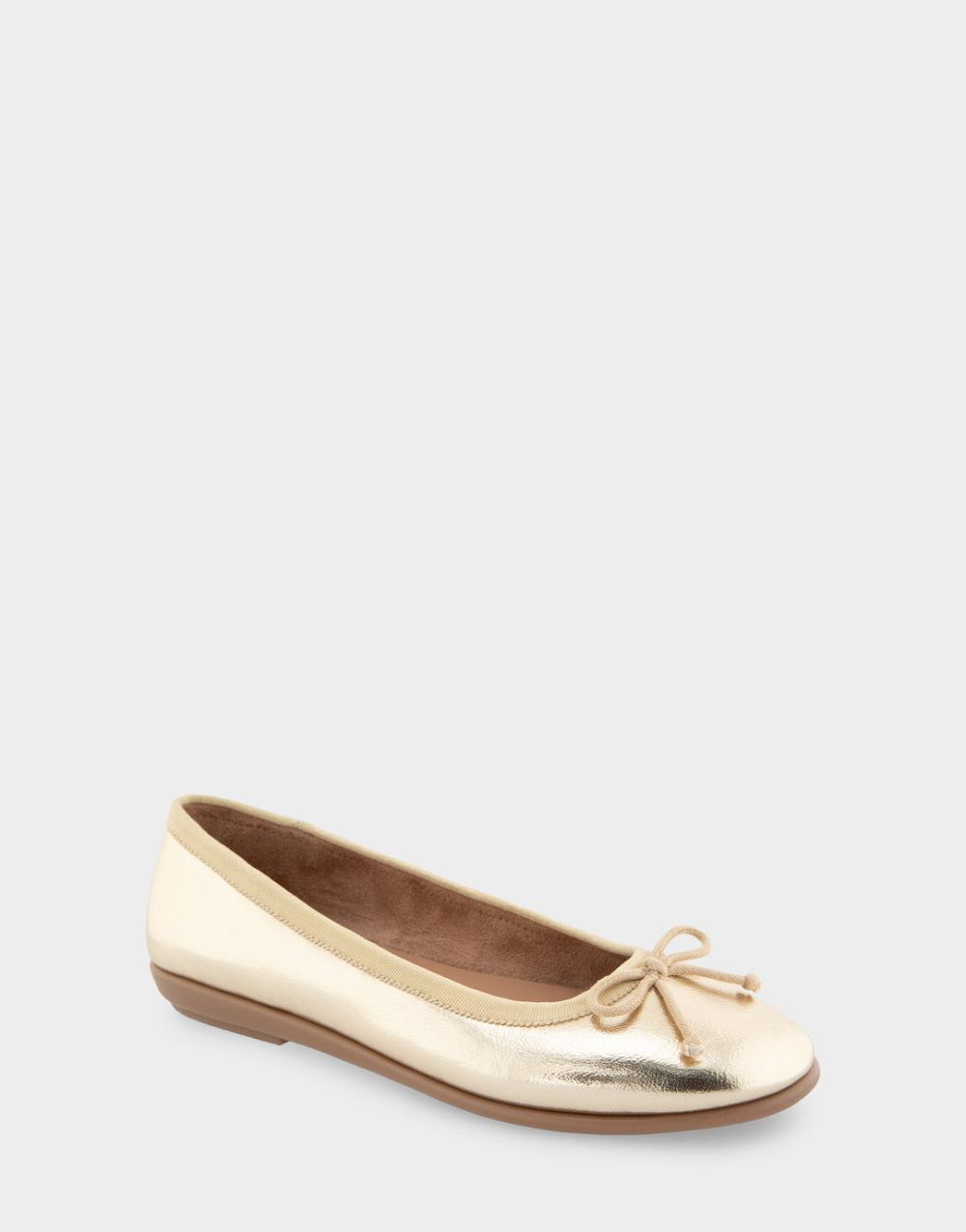 Women's | Homebet Gold Metallic Faux Leather Hidden Mini Wedge Ballet Flat