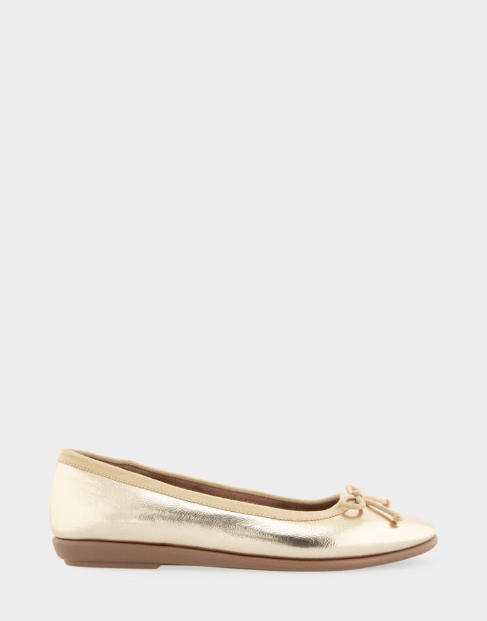 Women's | Homebet Gold Metallic Faux Leather Hidden Mini Wedge Ballet Flat