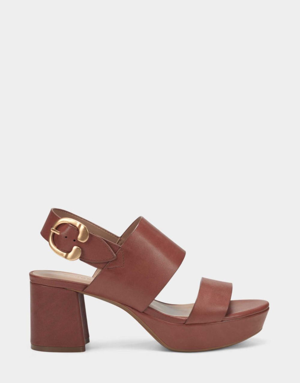 Women's | Camera Clay Leather Platform Block Heel Sandal with Buckle