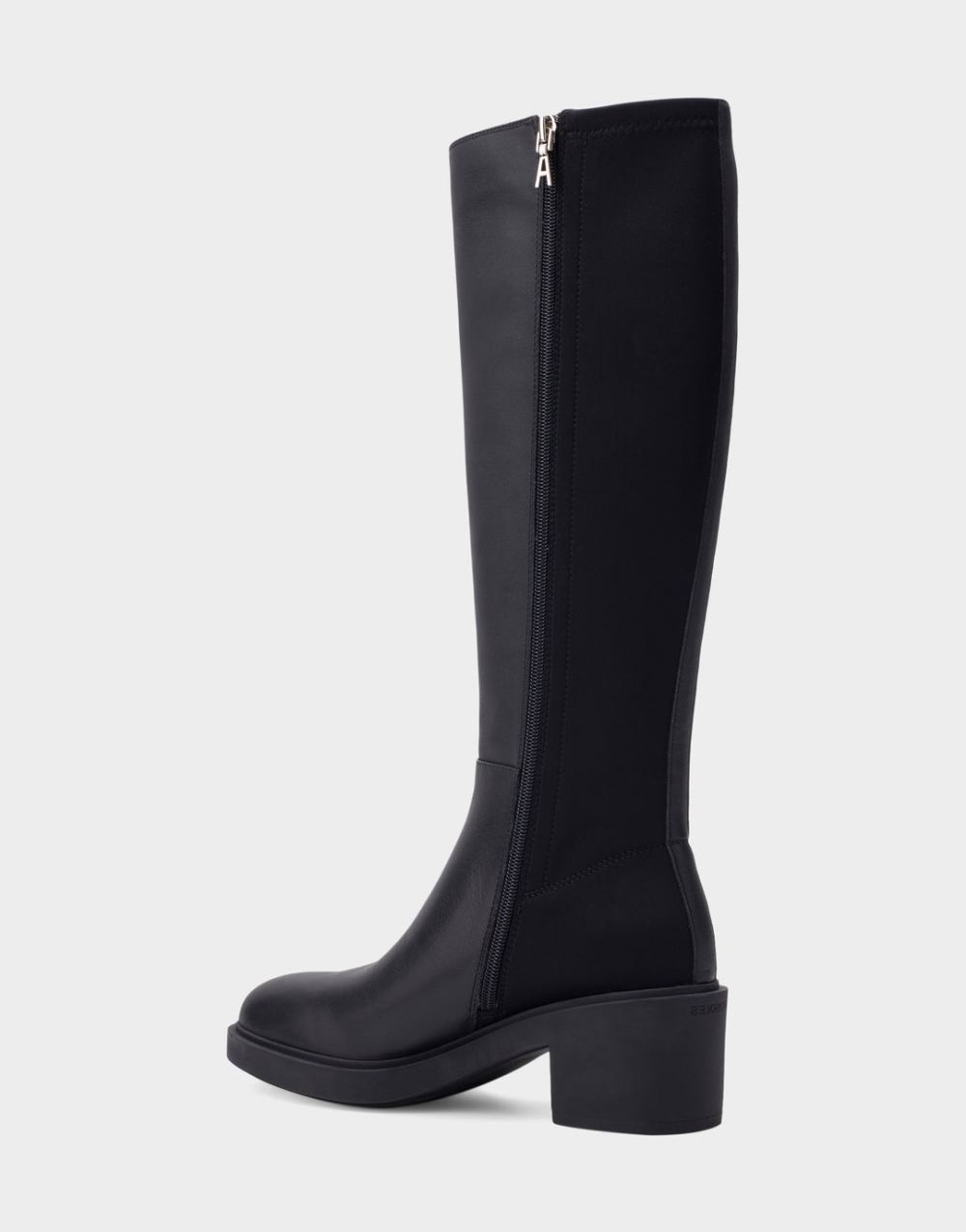 Women's | Gabicce Black Genuine Leather Block Heel Tall Shaft Boot