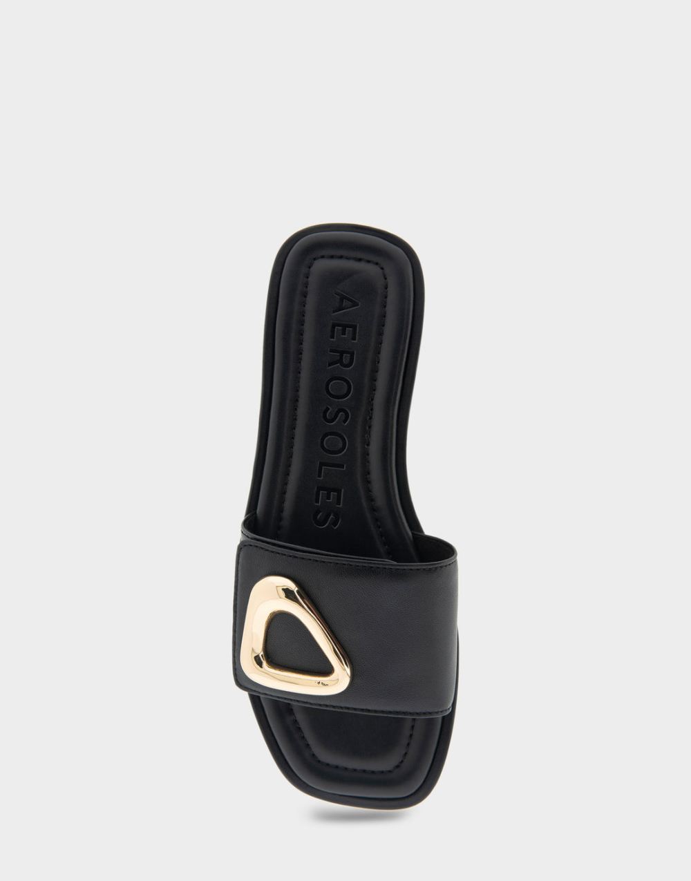 Women's | Blaire Black Leather Ornamented Single Band Slide Sandal