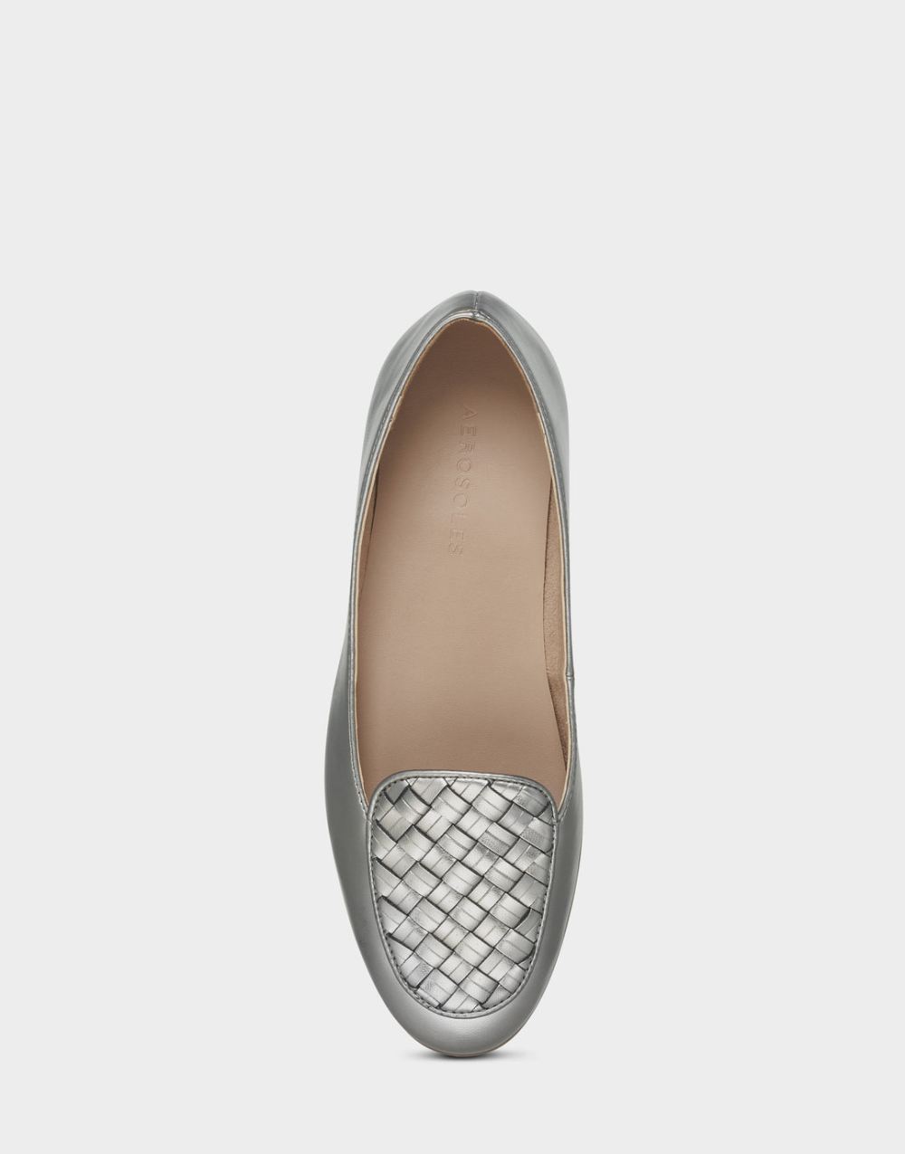 Women's | Silver Faux Leather Loafer with Weaved Upper Brielle