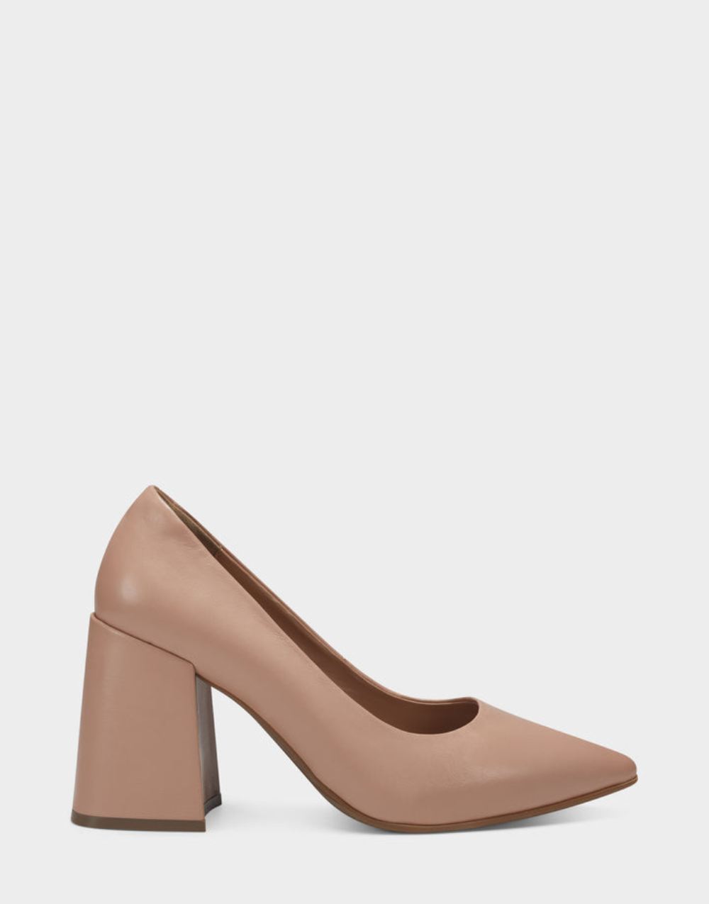 Women's | Isabel Natural Leather Almond Toe Block Heel Pump