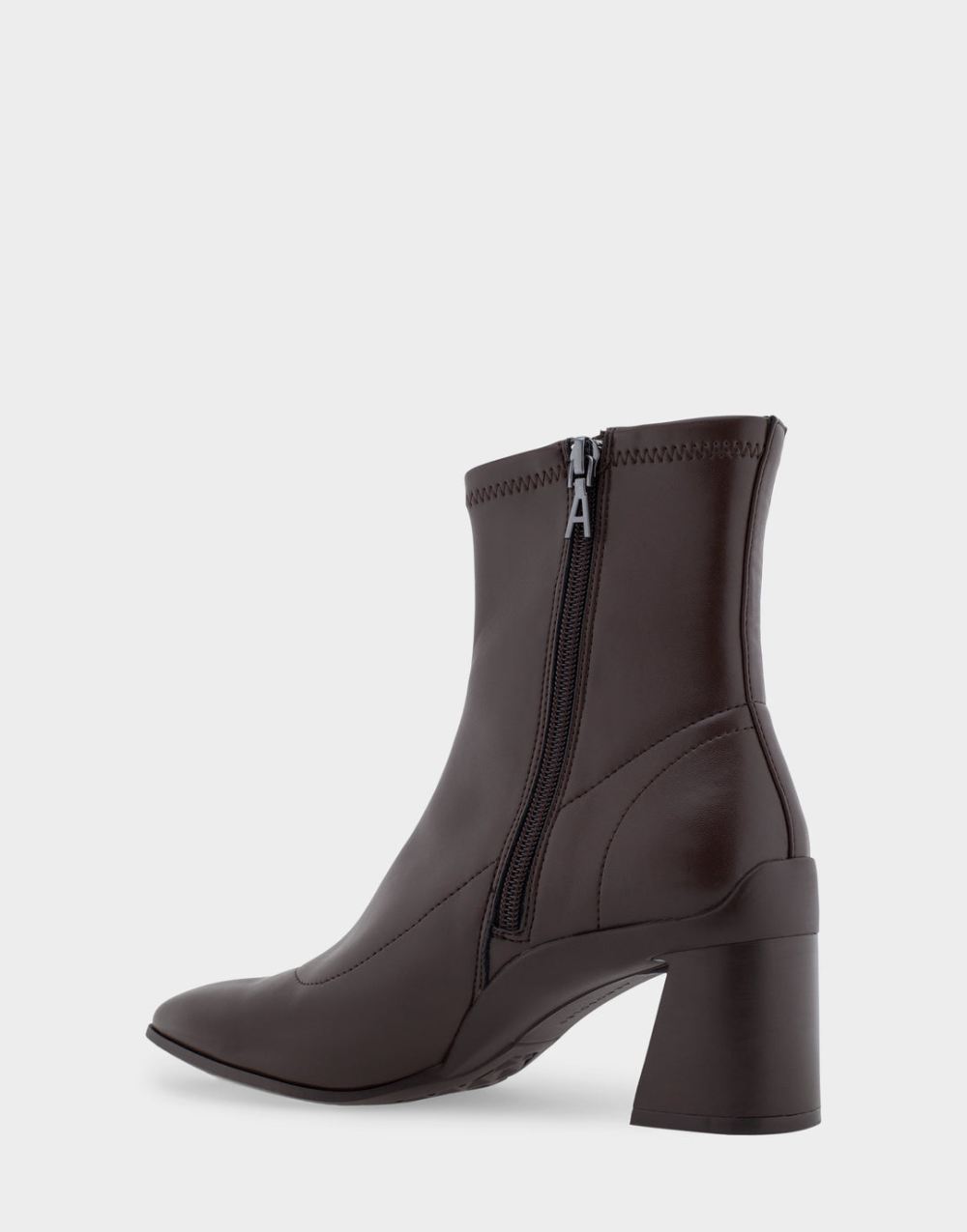 Women's | Corinda Brown Stretch Faux Leather Heeled Ankle Boot