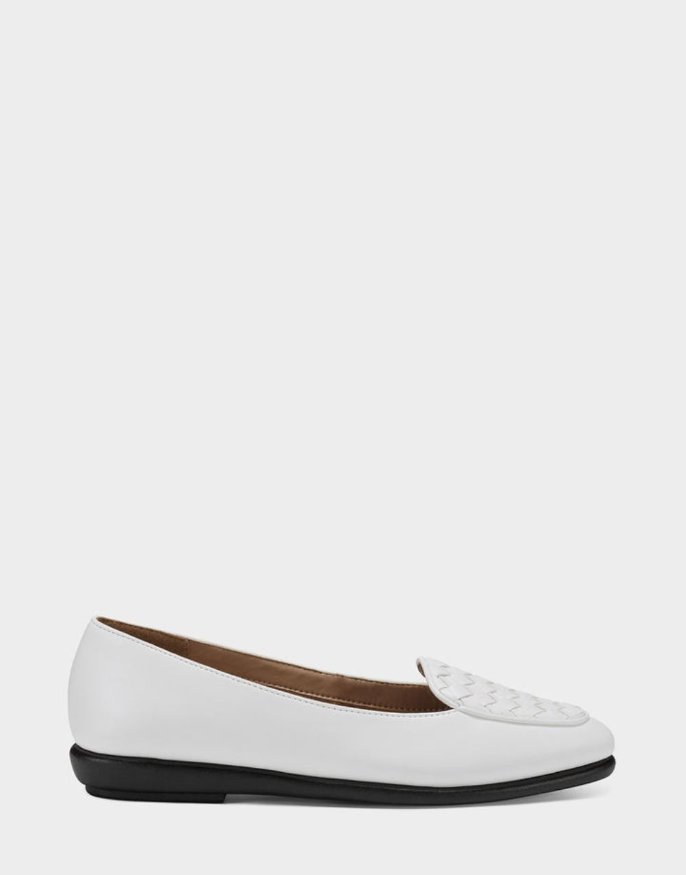 Women's | White Faux Leather Loafer with Weaved Upper Brielle