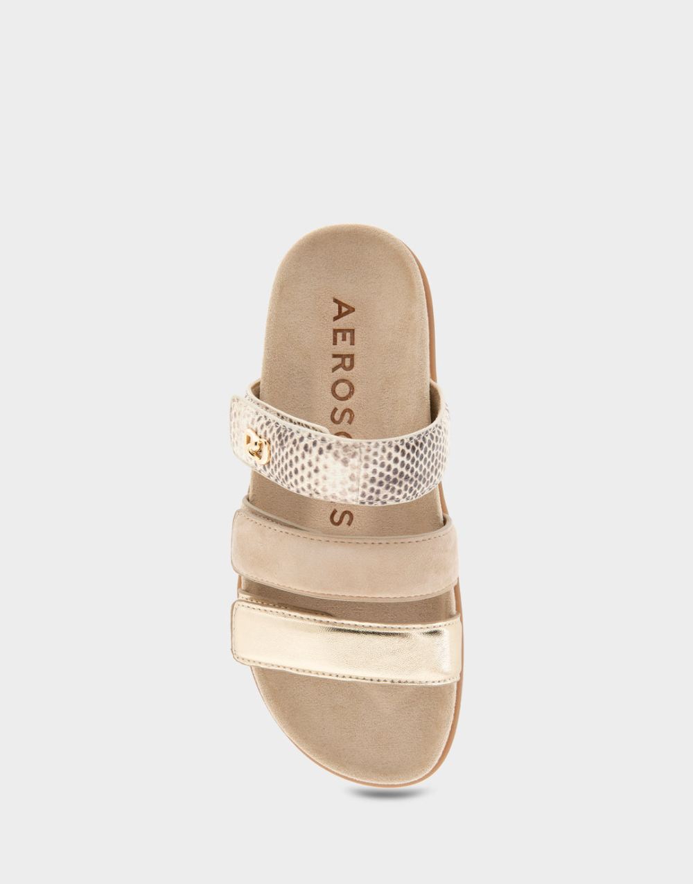 Women's | Lee Gold Metallic Leather Three Band Footbed Sandal