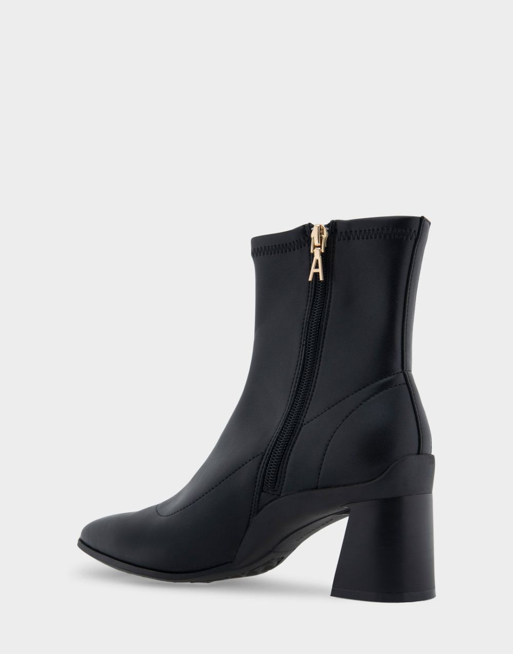 Women's | Corinda Black Stretch Faux Leather Heeled Ankle Boot