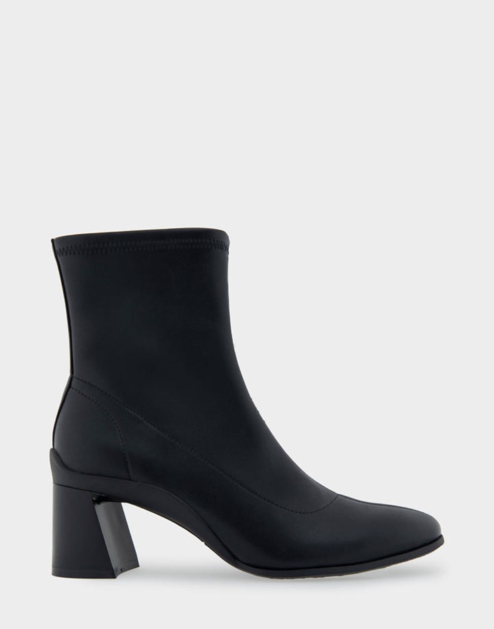 Women's | Corinda Black Stretch Faux Leather Heeled Ankle Boot