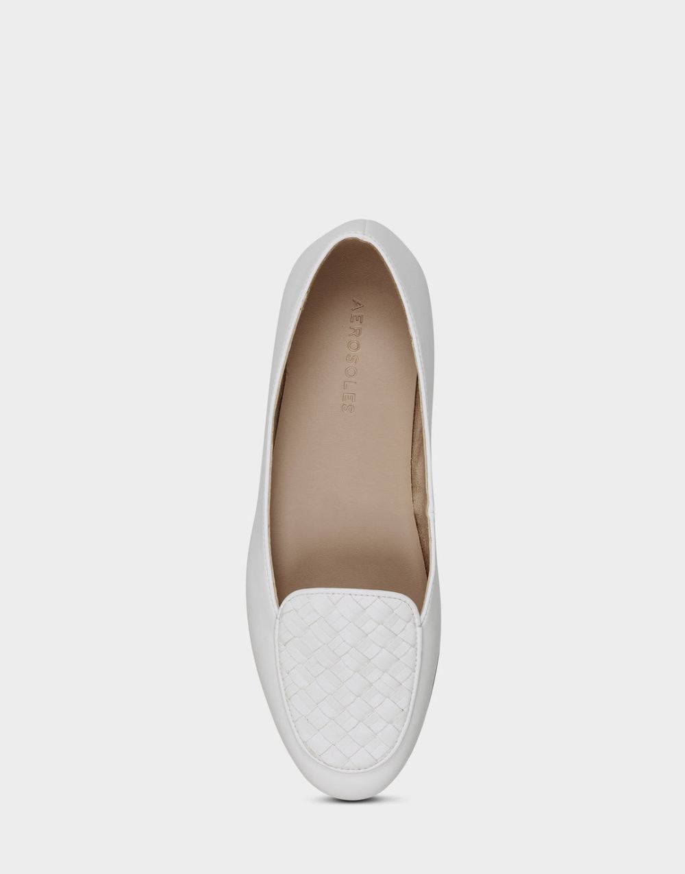 Women's | White Faux Leather Loafer with Weaved Upper Brielle